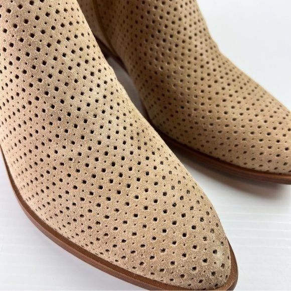Trask Bootie womens size 11 Tisha Perforated Taupe Oiled Suede Ankle Shoe - Picture 4 of 12